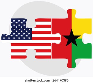 Vector Image - USA and Guinea-Bissau Flags in puzzle  isolated on white background