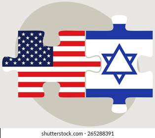 Vector Image - USA and Israel style Flags in puzzle  isolated on white background 