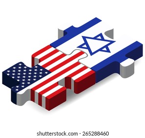 Vector Image - USA and Israel style Flags in puzzle  isolated on white background 