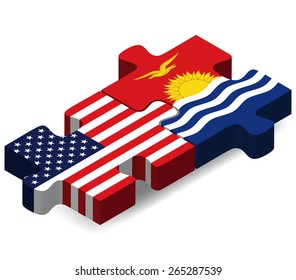 Vector Image - USA and Kiribati Flags in puzzle  isolated on white background 