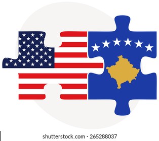 Vector Image - USA and Kosovo Flags in puzzle  isolated on white background 
