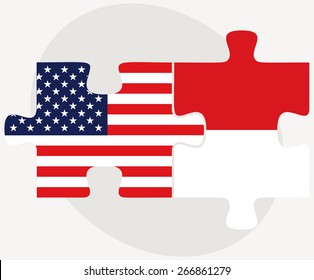 Vector Image - USA and Monaco Flags in puzzle isolated on white background
