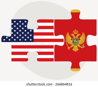 Vector Image - USA and Montenegro Flags in puzzle isolated on white background