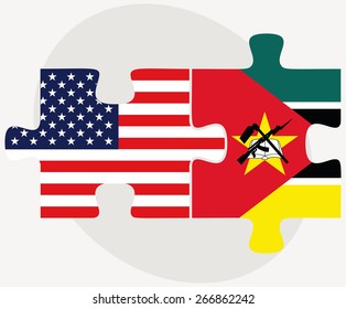 Vector Image - USA and Mozambique Flags in puzzle isolated on white background
