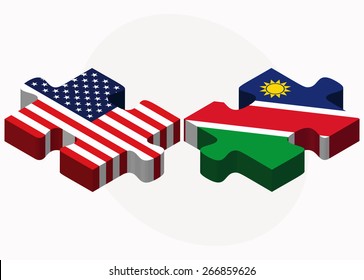 Vector Image - USA and Namibia Flags in puzzle isolated on white background
