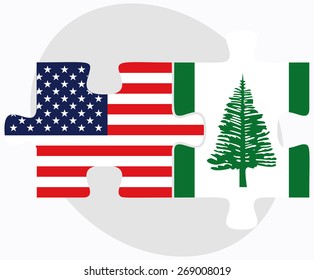 Vector Image - USA and Norfolk Island Flags in puzzle isolated on white background