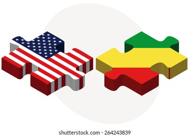 Vector Image - USA and Republic of the Congo Flags in puzzle  isolated on white background 
