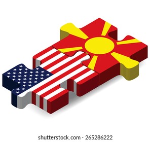 Vector Image - USA and Republic of Macedonia Flags in puzzle  isolated on white background 