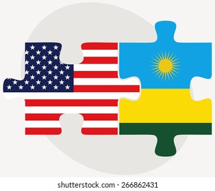 Vector Image - USA and Rwanda Flags in puzzle isolated on white background