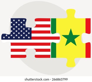 Vector Image - USA and Senegal Flags in puzzle isolated on white background
