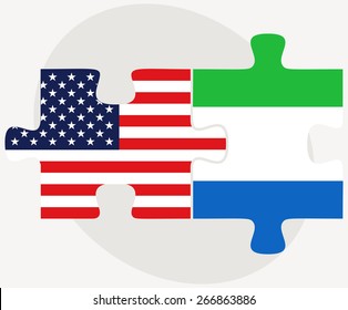 Vector Image - USA and Sierra Leone Flags in puzzle isolated on white background
