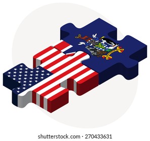 Vector Image - USA and South Georgia and the South Sandwich Islands Flags in puzzle isolated on white background