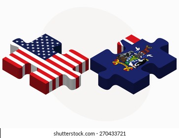 Vector Image - USA and South Georgia and the South Sandwich Islands Flags in puzzle isolated on white background