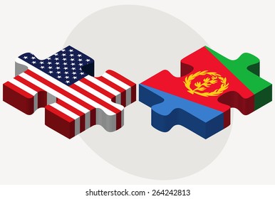 Vector Image - USA and State of Eritrea Flags in puzzle  isolated on white background 