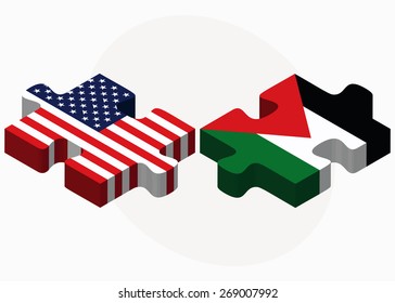 Vector Image - USA and State of Palestine Flags in puzzle isolated on white background
