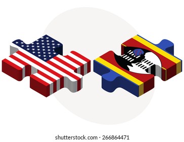 Vector Image - USA and Swaziland Flags in puzzle  isolated on white background
