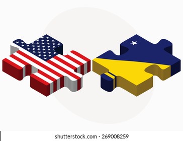 Vector Image - USA and Tokelau Flags in puzzle isolated on white background