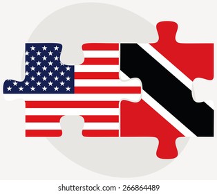 Vector Image - USA and Trinidad and Tobago Flags in puzzle  isolated on white background