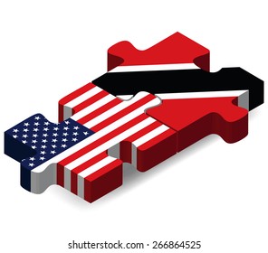 Vector Image - USA and Trinidad and Tobago Flags in puzzle  isolated on white background