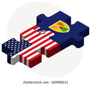 Vector Image - USA and Turks and Caicos Islands Flags in puzzle isolated on white background