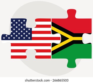 Vector Image - USA and Vanuatu Flags in puzzle  isolated on white background
