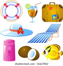 Vector image of vacation icon set, isolated