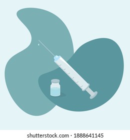 Vector image of vaccine and syringe.