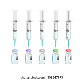 Vector image of vaccine syringes and vials