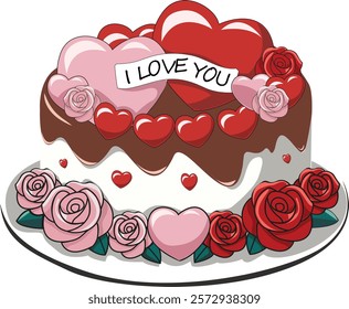 Vector image of valentines day cake