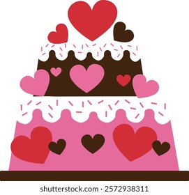 Vector image of valentines day cake