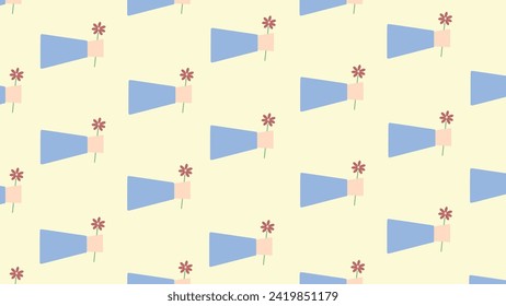 Vector image of Valentine's Day giving flowers to each other.