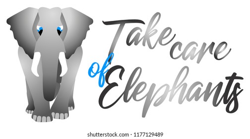 Vector image of a vanishing species of an animal. Day of protection of elephants. The ecological problem of mankind.
