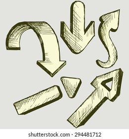 Vector image of various abstract arrows