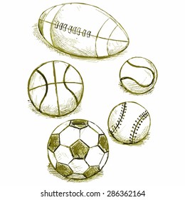 Vector image of various balls