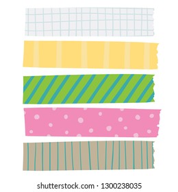 Vector image of various decorative washi tape