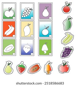 vector image of various educational fruits for children