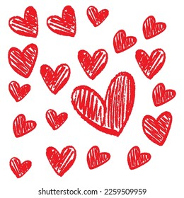 imagen vectorial de varios corazones sobre fondo blanco
