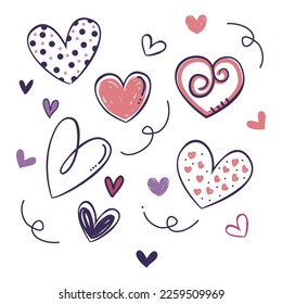 vector image of various hearts on a white background