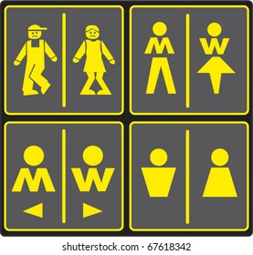 Vektorbild verschiedener Toilettenschilder, Set von Wc-Symbolen