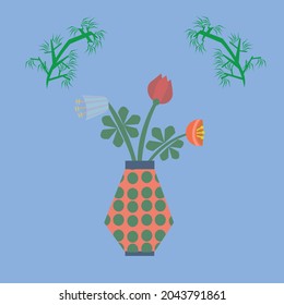 Vector image of a vase with flowers 