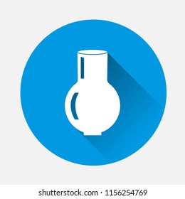 Vector image of a vase. Vector illustration vase on blue background. Flat image vase icon with long shadow. Layers grouped for easy editing illustration. For your design.
