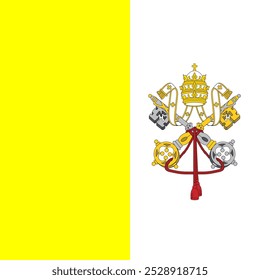 Vector image of Vatican City's official flag. Featuring the papal insignia with keys and tiara in vivid yellow and white, symbolizing the Holy See. Perfect for religious, historical, and content