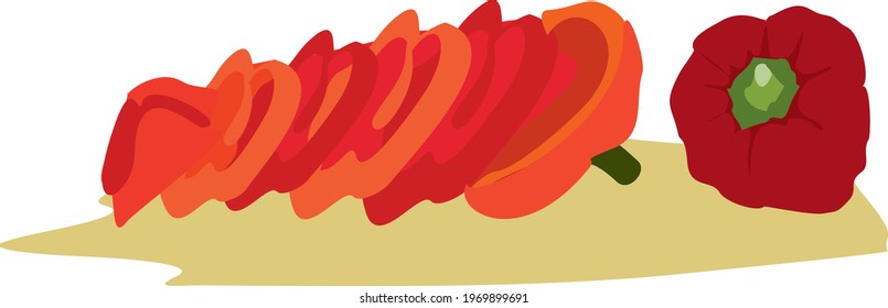 Vector image. Vegetables. Slicing. Useful. Delicious. 