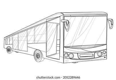 Imagen vectorial. Un vehículo para transportar pasajeros. Autobús. En un estilo de contorno. EPS 10