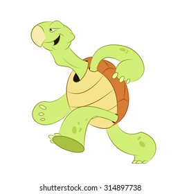 Vector image of a very fast turtle which wants to win the race