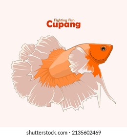 Vector image of a very pretty orange betta fish.