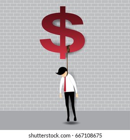 Vector image of an victim of financial crisis