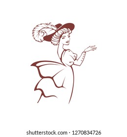 vector image of victorian woman in historical dress