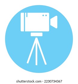 vector image video camera icon on blue background