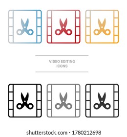 Vector image. Video editing icons.